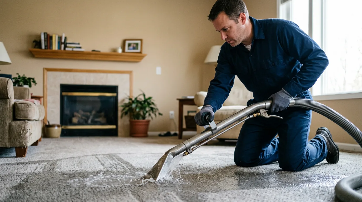 Water damage restoration technician working near Westville, OK